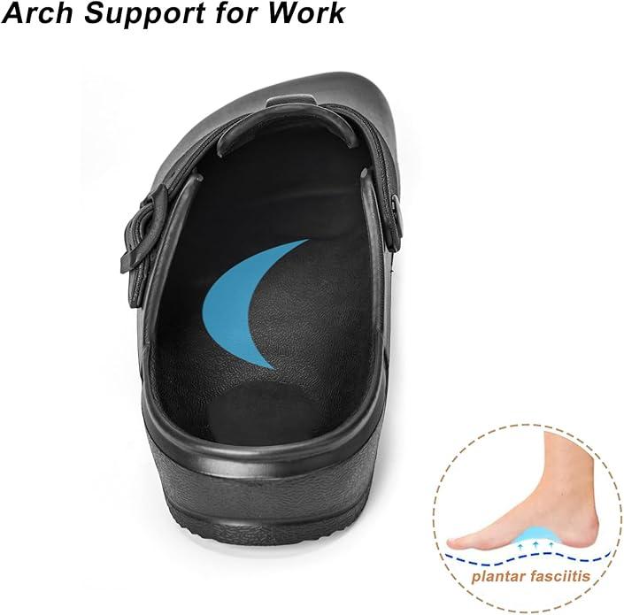 Waterproof non-slip work clogs arch support for chefs nurses labs gardens, lightweight and comfortable slip-on sandals, elastic foam shoes mules