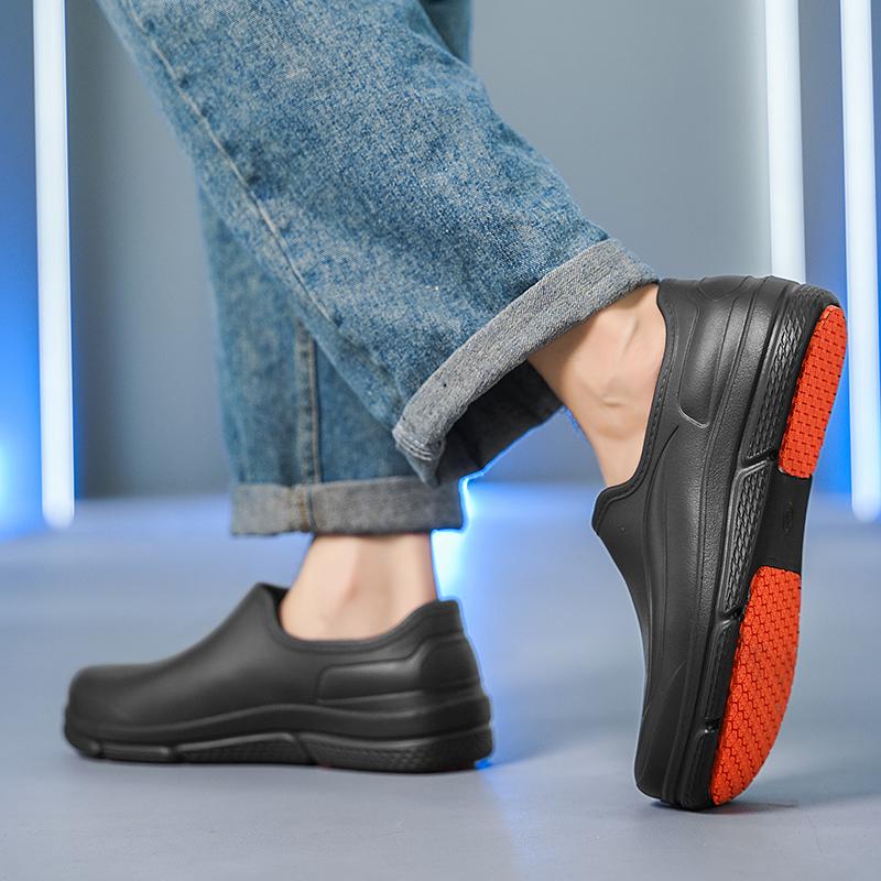 Anti-Slip Chef Nurse Work Clogs Waterproof Oil-Proof Wide Toe Lightweight Cushion for Hospital Kitchen Restaurant clogs Black Footwear Walking Shoes